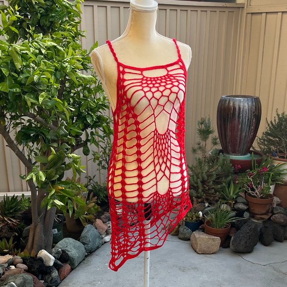 Asymmetrical netted beach cover up - Picture 4 of 5